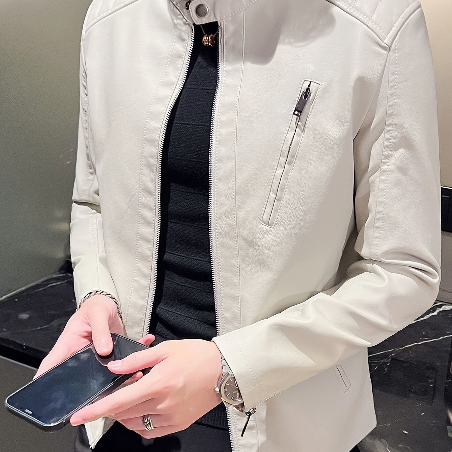 Ruben | Stylish PU Leather Men's Motorcycle Jacket with Pockets