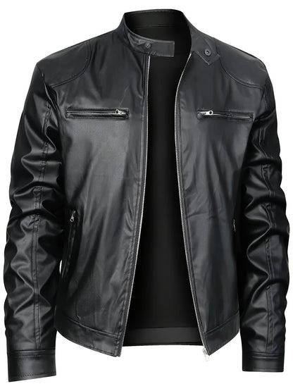 Ruben | Stylish PU Leather Jacket with Colour Blocks and Multi-Zip Design