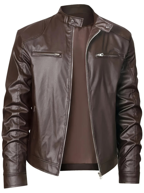 Ruben | Stylish PU Leather Jacket with Colour Blocks and Multi-Zip Design