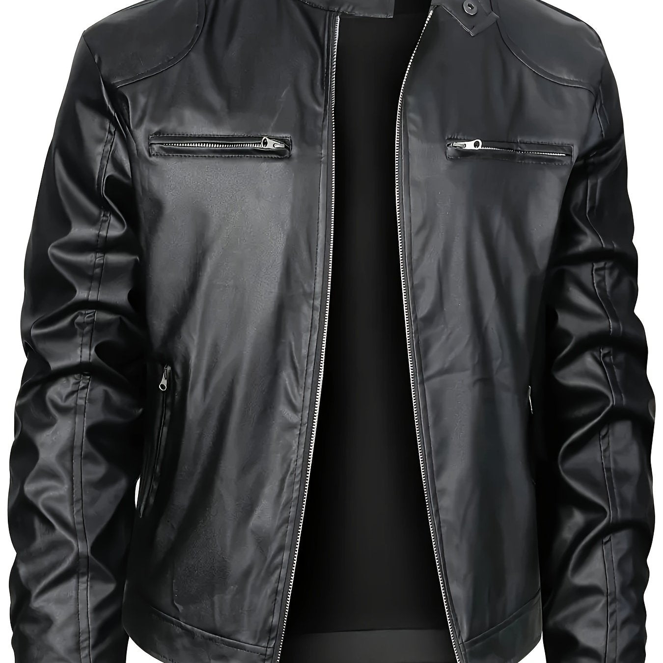 Ruben | Stylish PU Leather Jacket with Colour Blocks and Multi-Zip Design