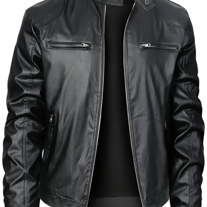 Ruben | Stylish PU Leather Jacket with Colour Blocks and Multi-Zip Design
