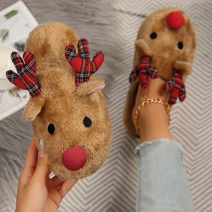 Rudolf | Cosy Christmas Reindeer Plush Slippers for Women