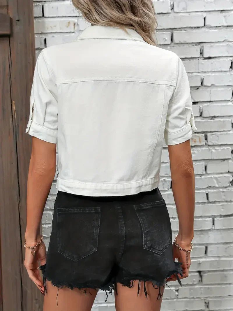 Sabrine Denim Jacket | Short-Sleeved Denim Shirt for Women