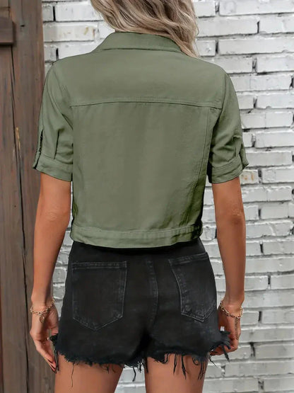 Sabrine Denim Jacket | Short-Sleeved Denim Shirt for Women