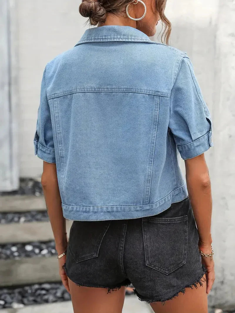 Sabrine Denim Jacket | Short-Sleeved Denim Shirt for Women