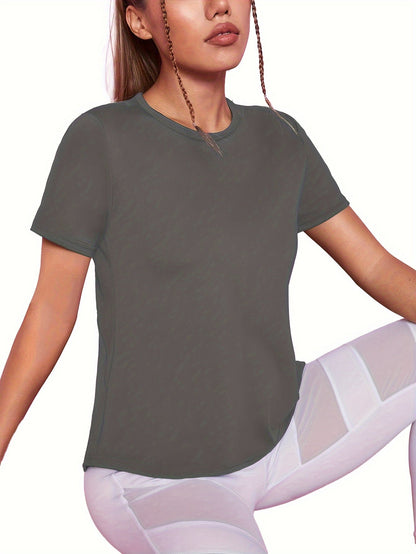 Sara | Quick-drying women's sports t-shirt with short sleeves and breathable mesh contrast