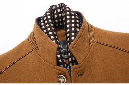 Sjoerd | Wool Cashmere Removable Scarf Coat for Men