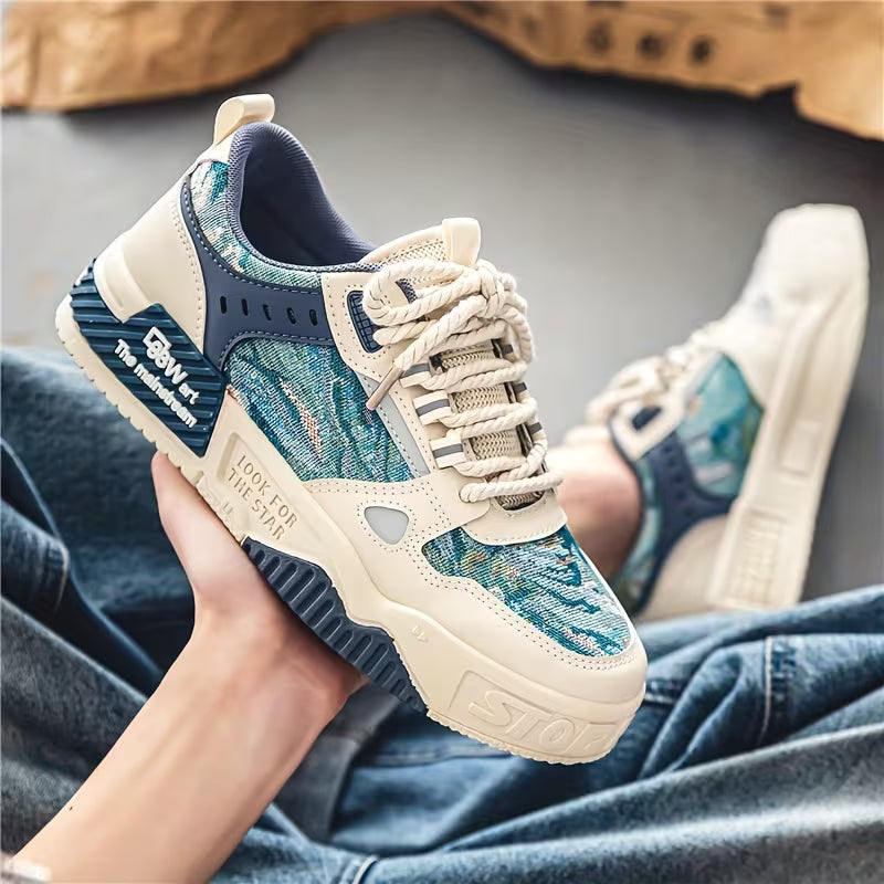 Finn | Art-inspired blue and white men's shoes