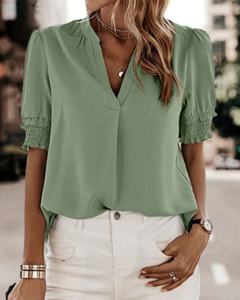 Sofie | Blouse with Short Sleeves and V-Neck