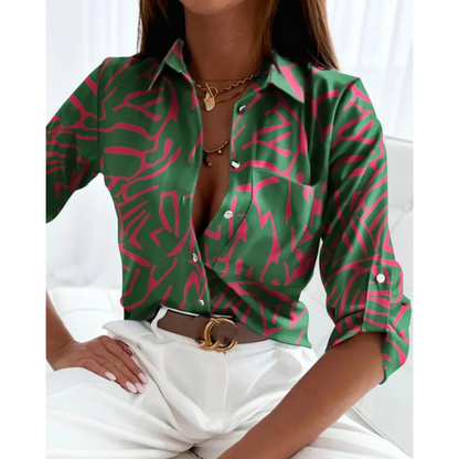 Sofie | Elegant women's blouse in a business style with a lined print
