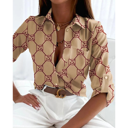 Sofie | Elegant women's blouse in a business style with a lined print