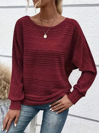 Sophie | Plain casual pullover with round neck and wide sleeves