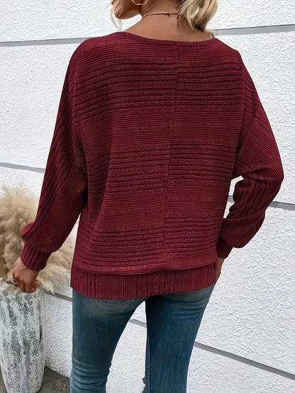 Sophie | Plain casual pullover with round neck and wide sleeves