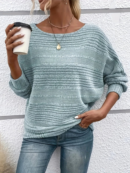 Sophie | Plain casual pullover with round neck and wide sleeves