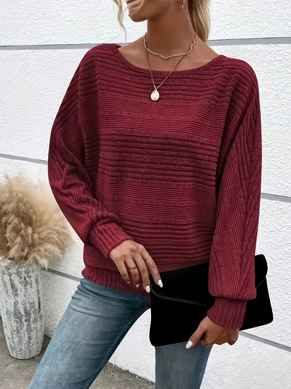Sophie | Plain casual pullover with round neck and wide sleeves
