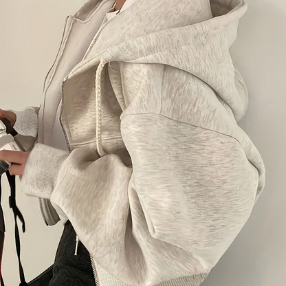 Sophie | Plain hoodie with zip and drawstring