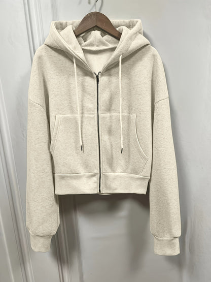 Sophie | Plain hoodie with zip and drawstring