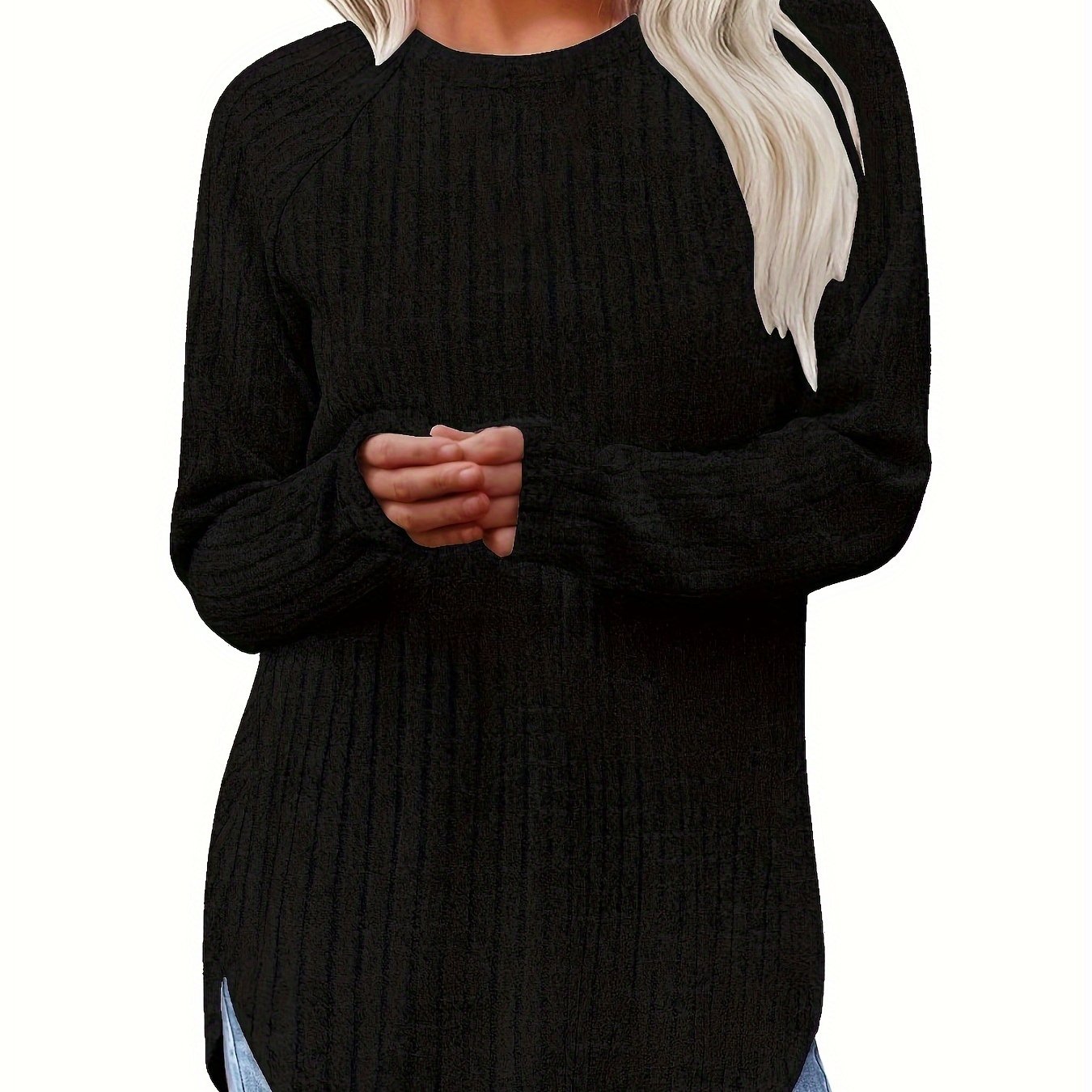 Sophie | Plain Colour Ribbed Long Sleeve T-Shirt
