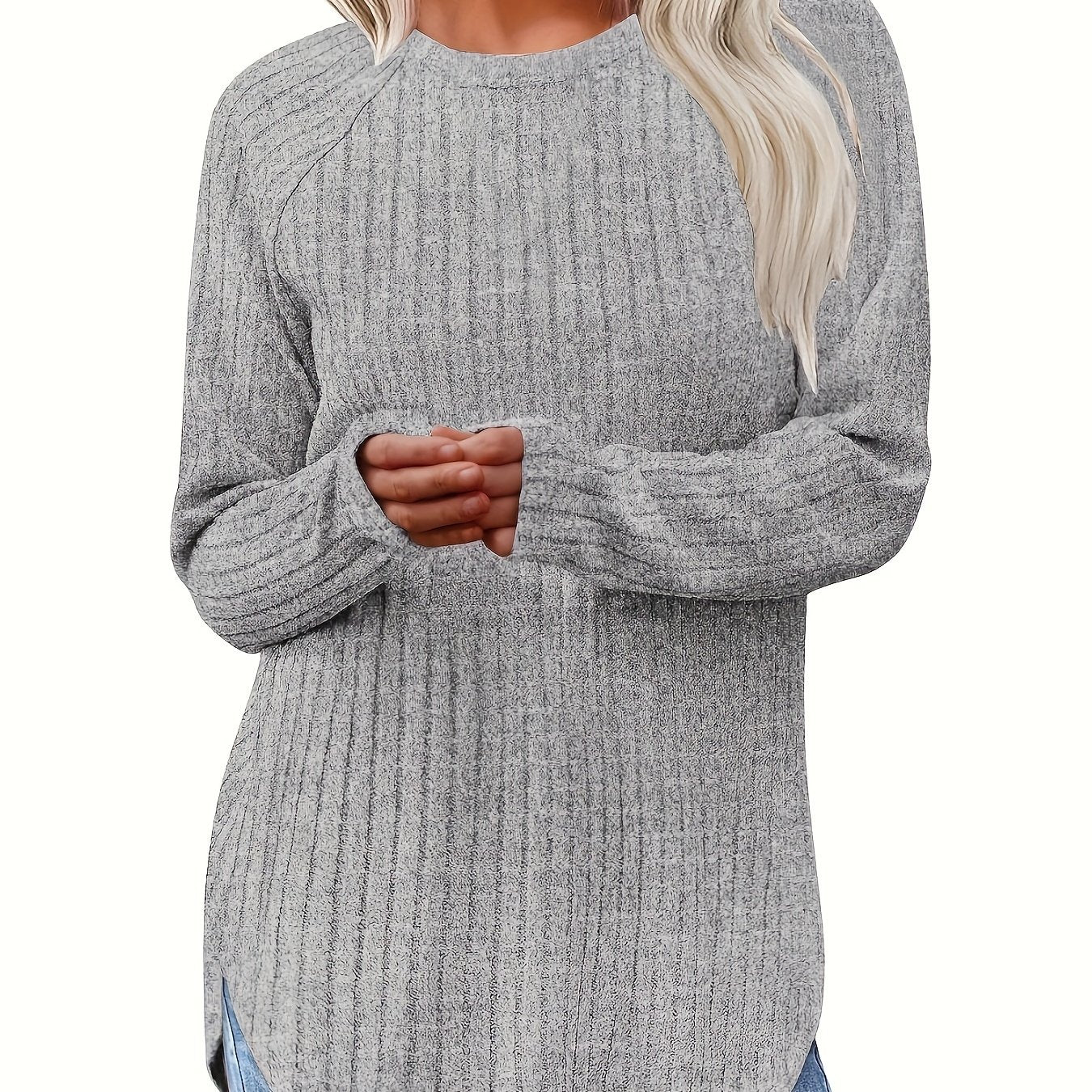 Sophie | Plain Colour Ribbed Long Sleeve T-Shirt