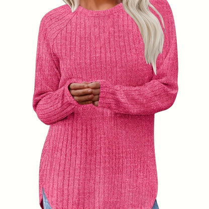 Sophie | Plain Colour Ribbed Long Sleeve T-Shirt
