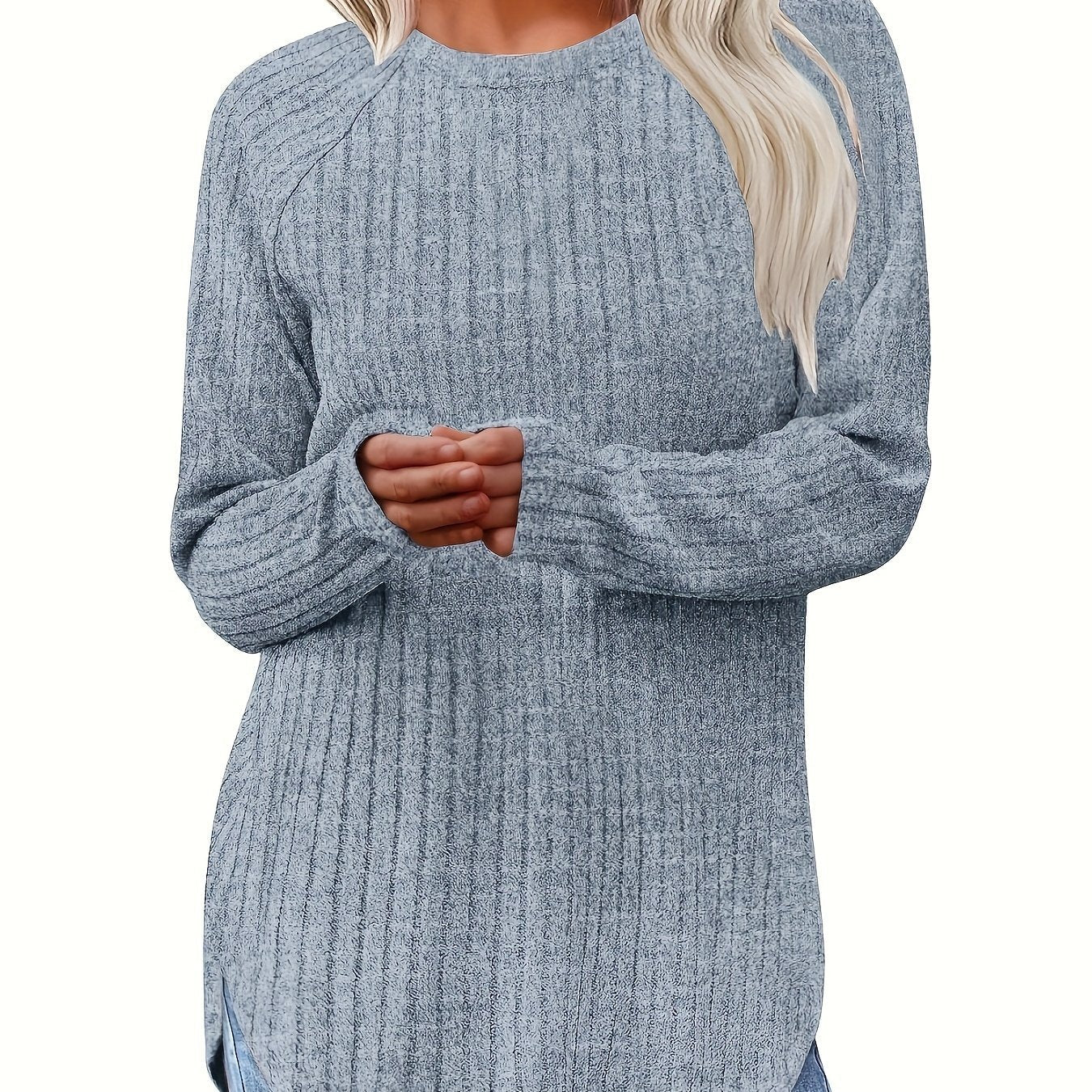 Sophie | Plain Colour Ribbed Long Sleeve T-Shirt