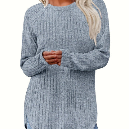 Sophie | Plain Colour Ribbed Long Sleeve T-Shirt