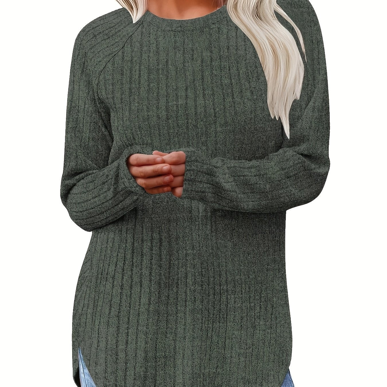Sophie | Plain Colour Ribbed Long Sleeve T-Shirt