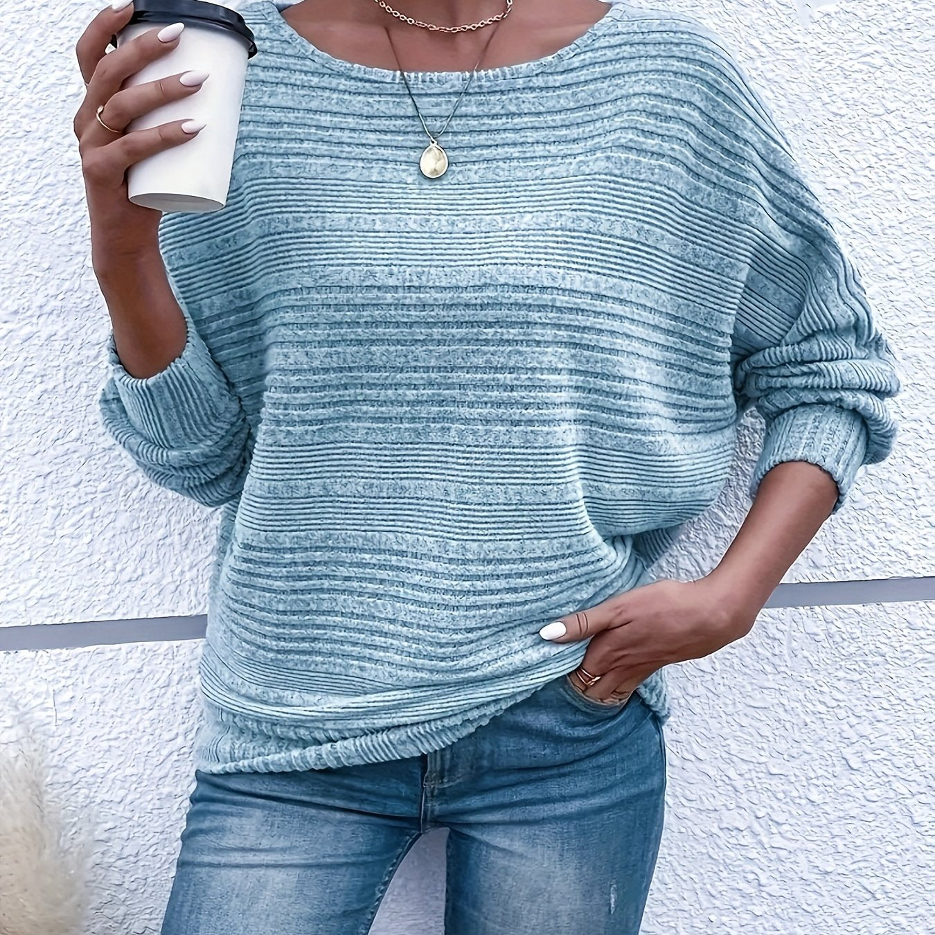 Sophie | Plain Coloured Jumper with Long Sleeves and Round Neck