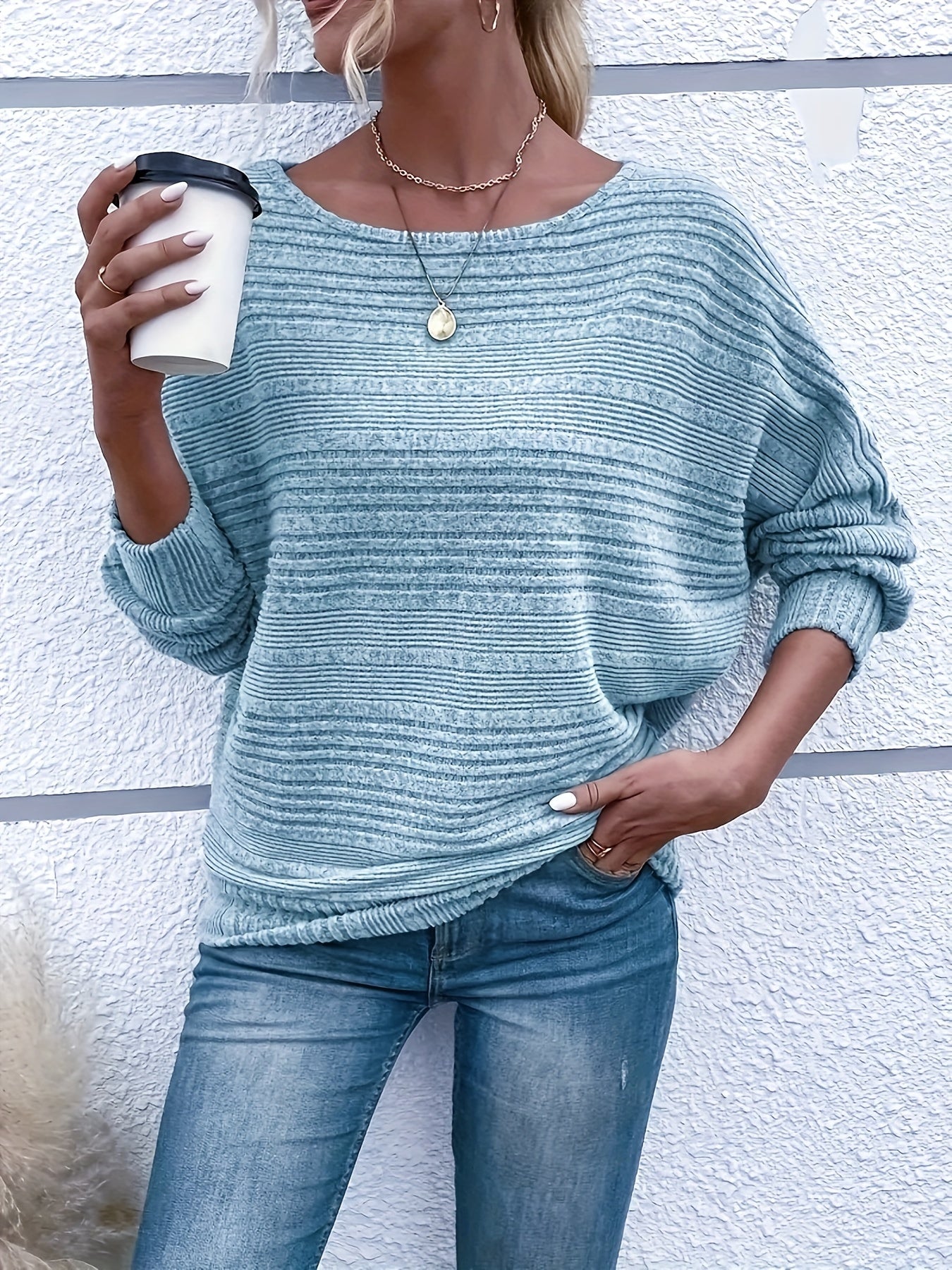 Sophie | Plain Coloured Jumper with Long Sleeves and Round Neck