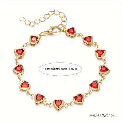 Sophie | Elegant Red Heart Charm Bracelet