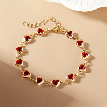 Sophie | Elegant Red Heart Charm Bracelet
