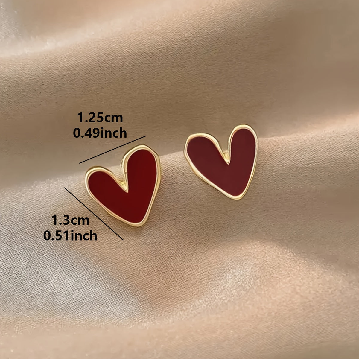 Sophie | Elegant Red Heart Stud Earrings