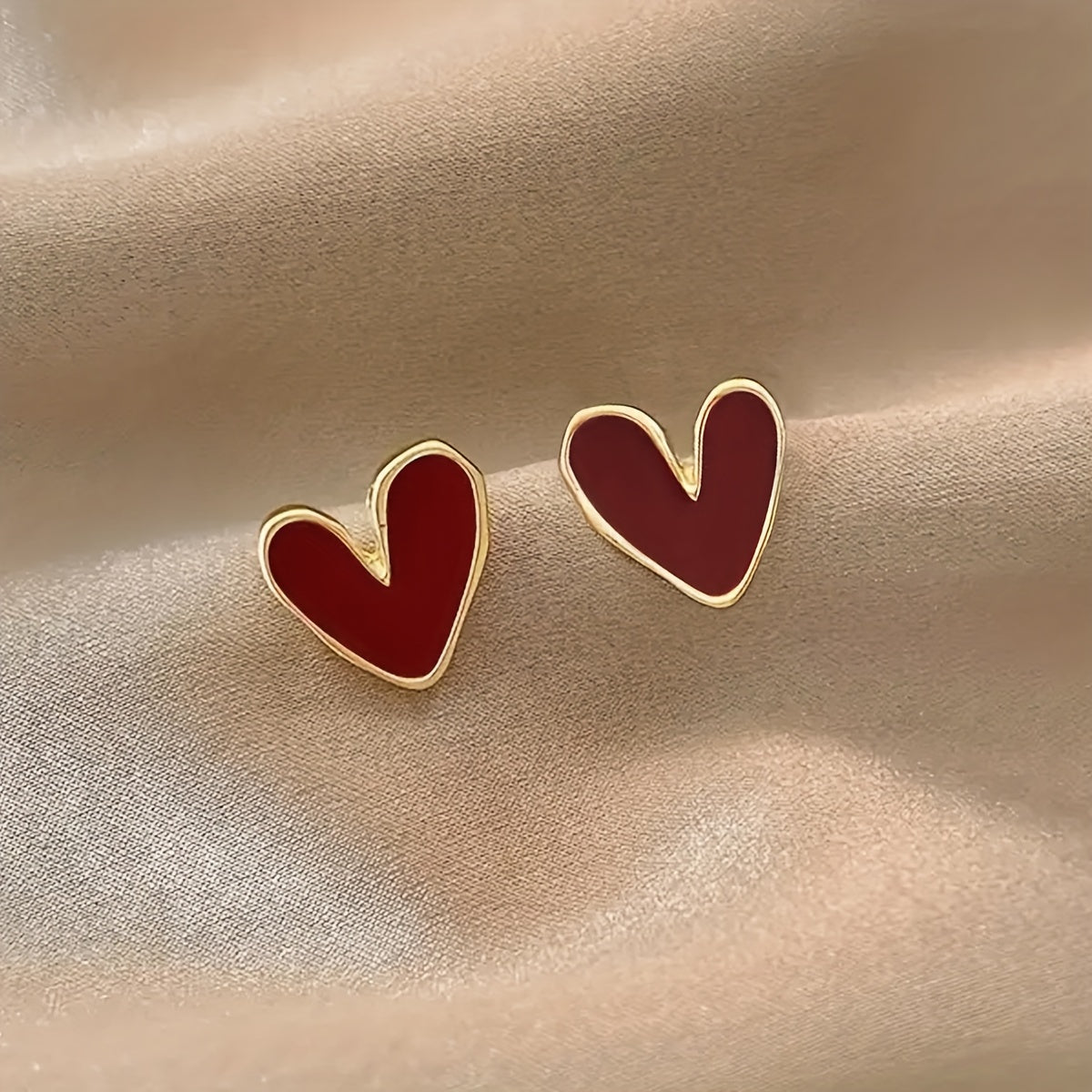 Sophie | Elegant Red Heart Stud Earrings