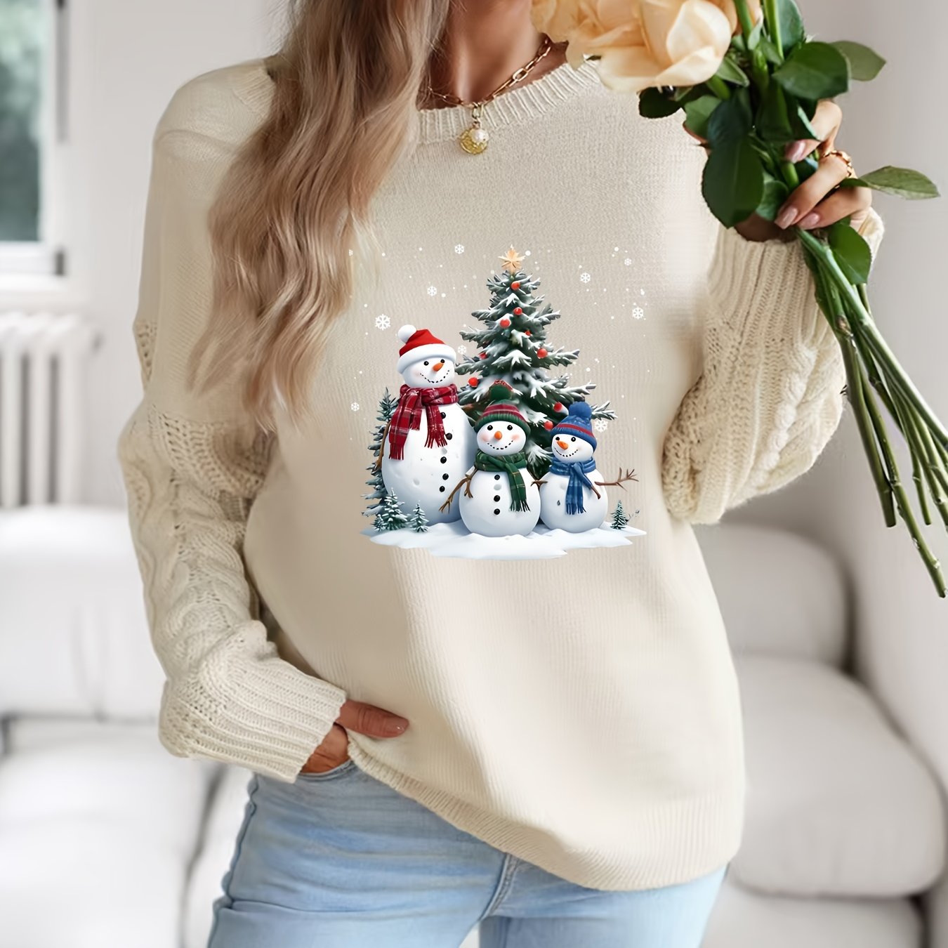 Sophie | Festive Snowman Print Christmas Jumper