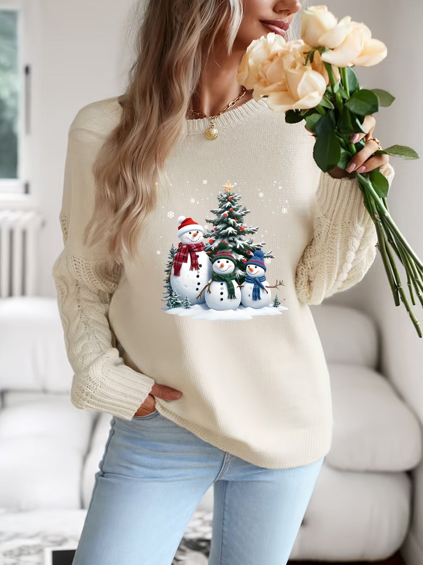 Sophie | Festive Snowman Print Christmas Jumper