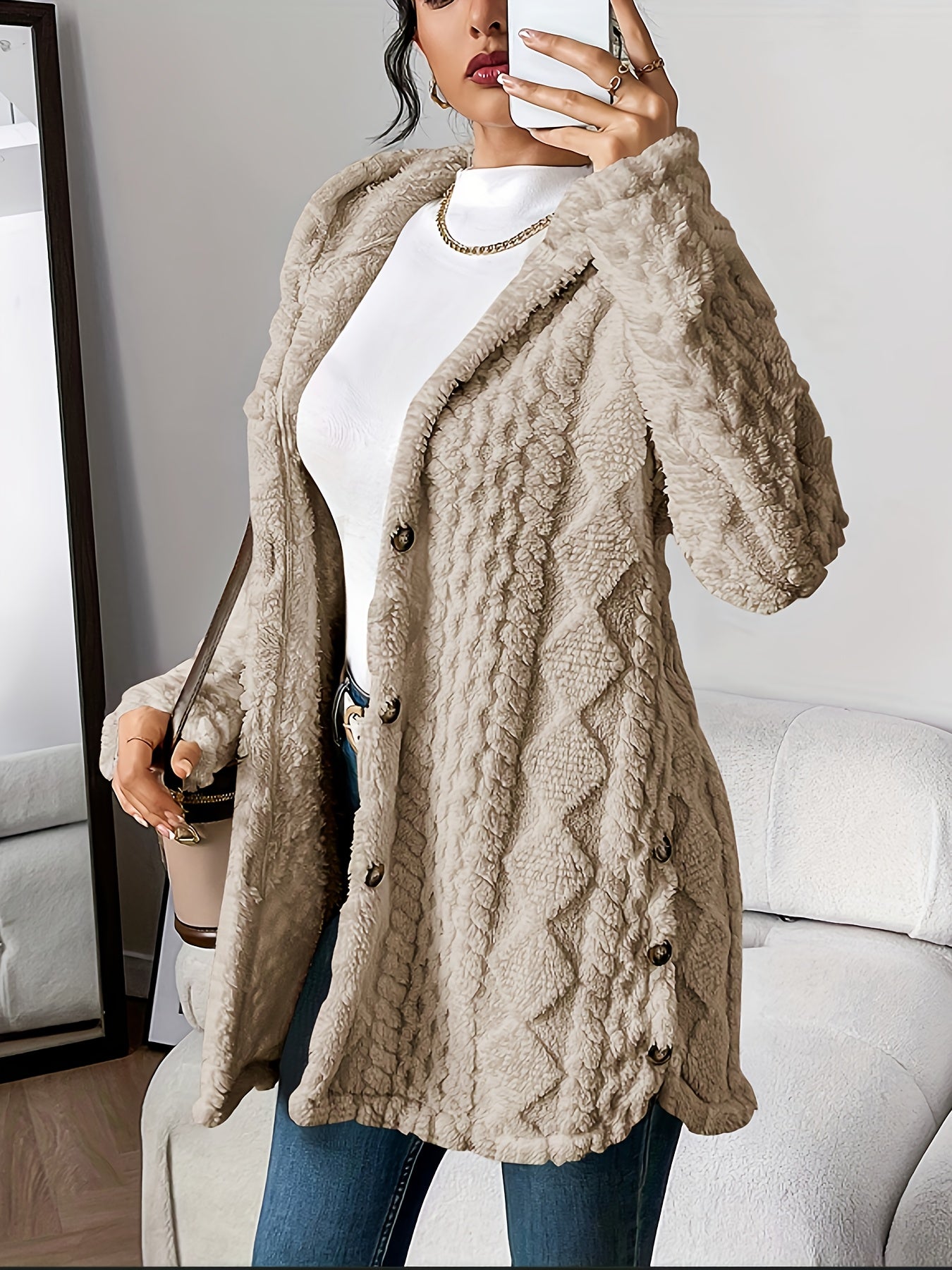 Sophie | Fluffy teddy hoodie coat