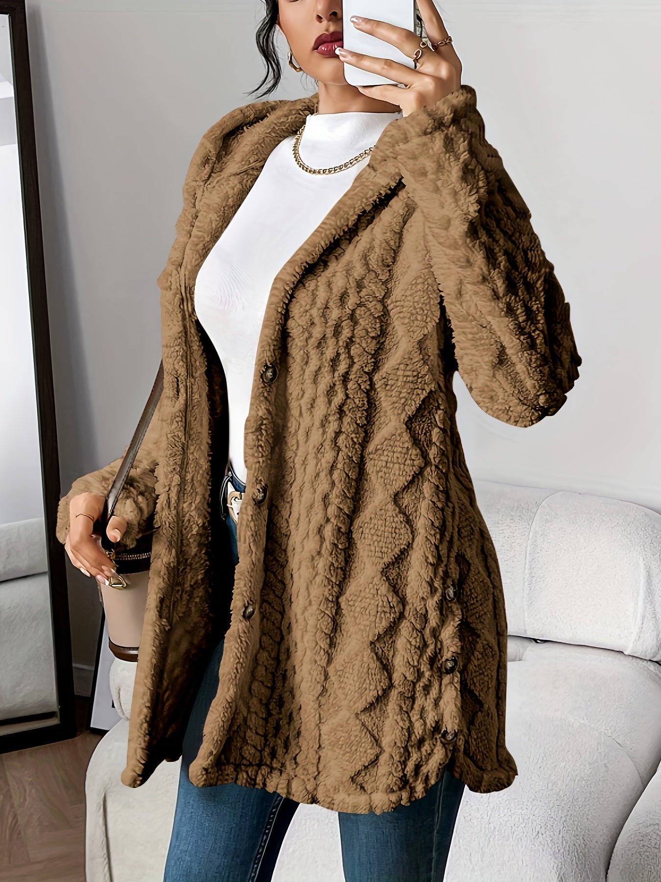 Sophie | Fluffy teddy hoodie coat