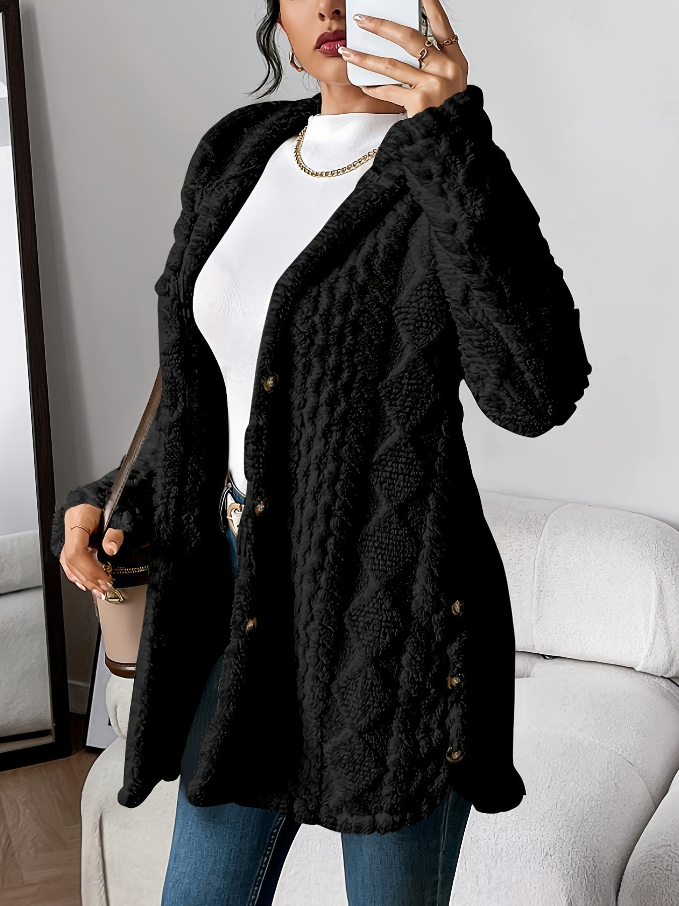 Sophie | Fluffy teddy hoodie coat
