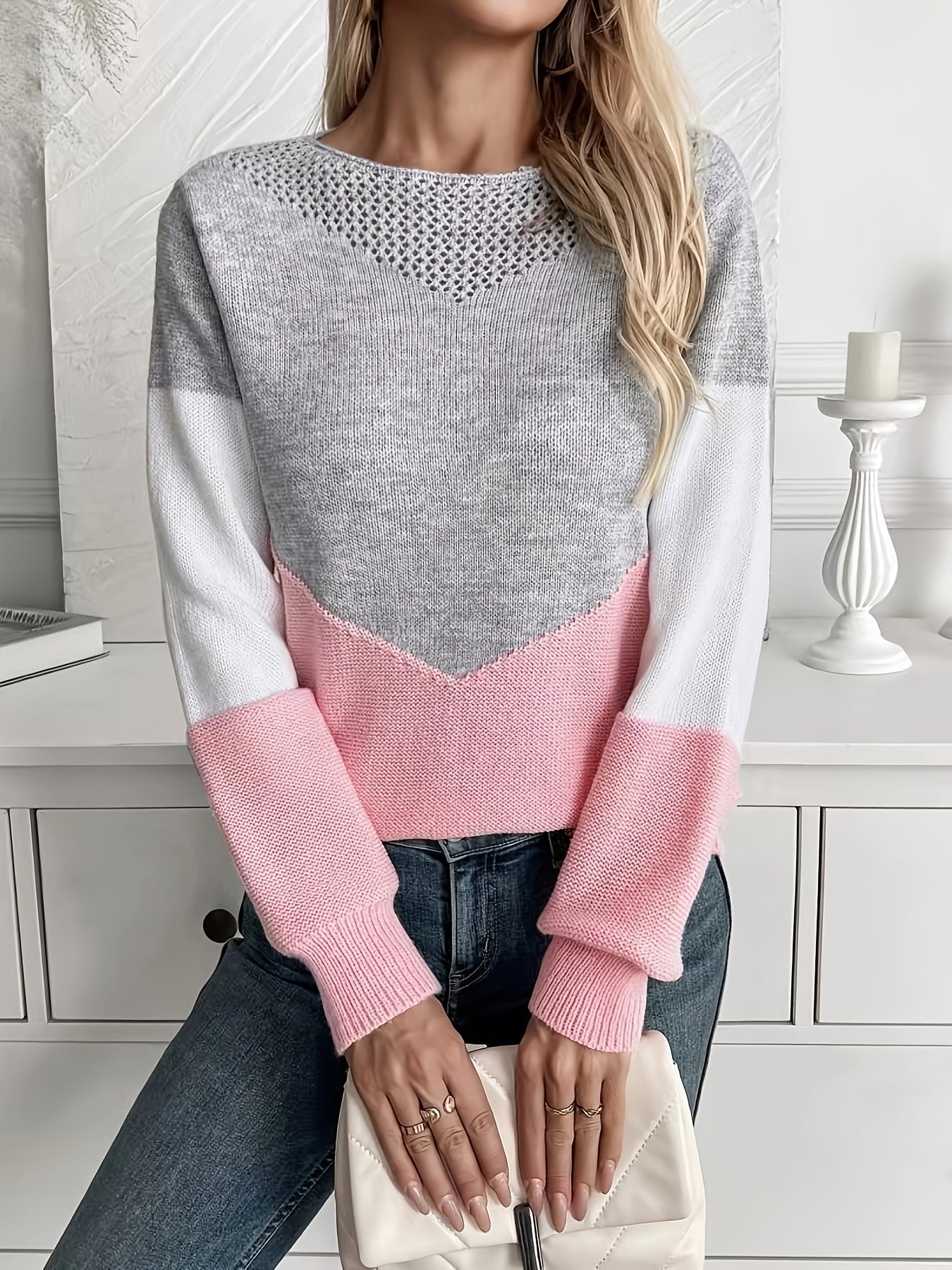 Sophie | Colourful Blocks Casual Jumper with Long Sleeves
