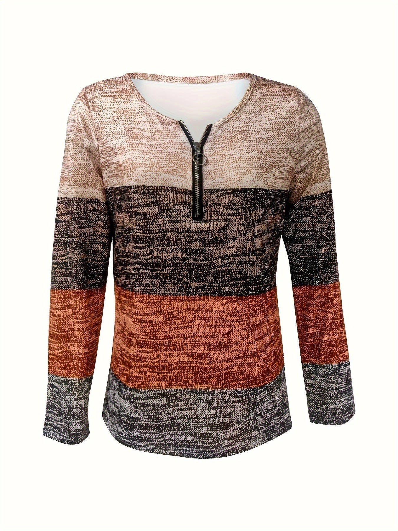 Sophie | Colourful Block Quarter Zip Long Sleeve T-Shirt