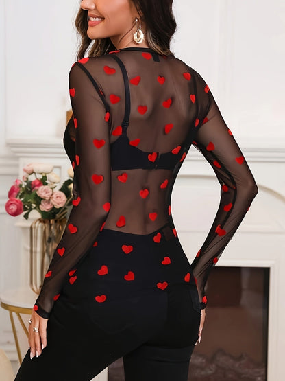 Sophie | Long Sleeve Top with Heart Pattern