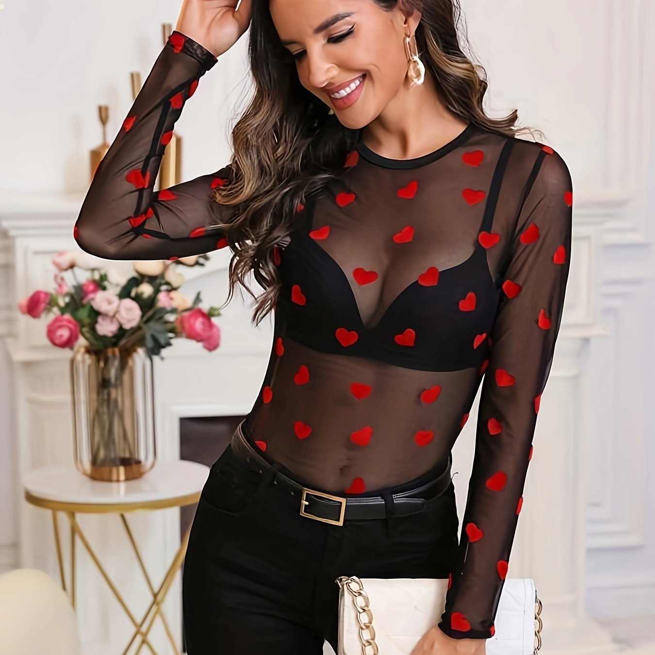 Sophie | Long Sleeve Top with Heart Pattern
