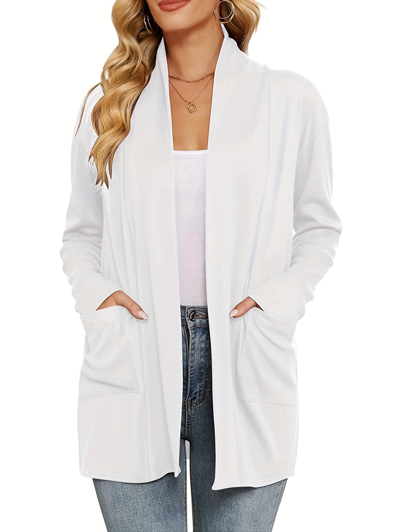 Sophie | Thick knitted casual cardigan with long sleeves and open front