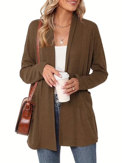 Sophie | Thick knitted casual cardigan with long sleeves and open front