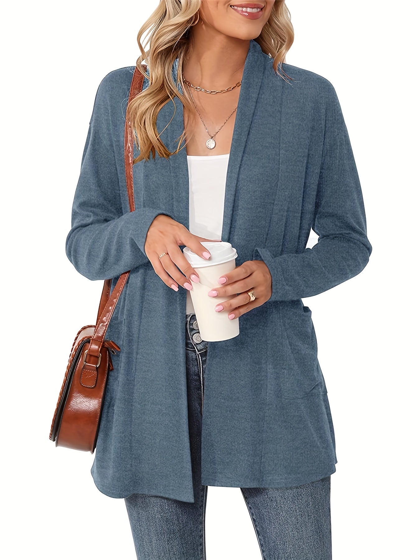 Sophie | Thick knitted casual cardigan with long sleeves and open front