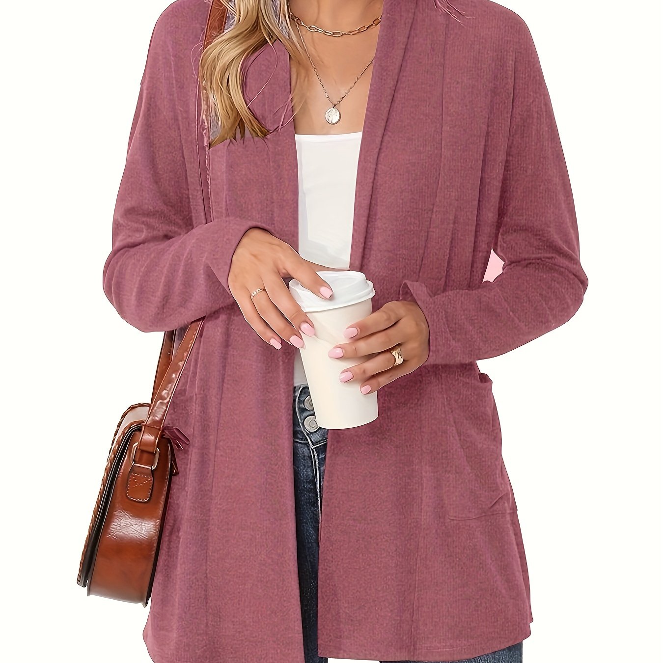 Sophie | Thick knitted casual cardigan with long sleeves and open front