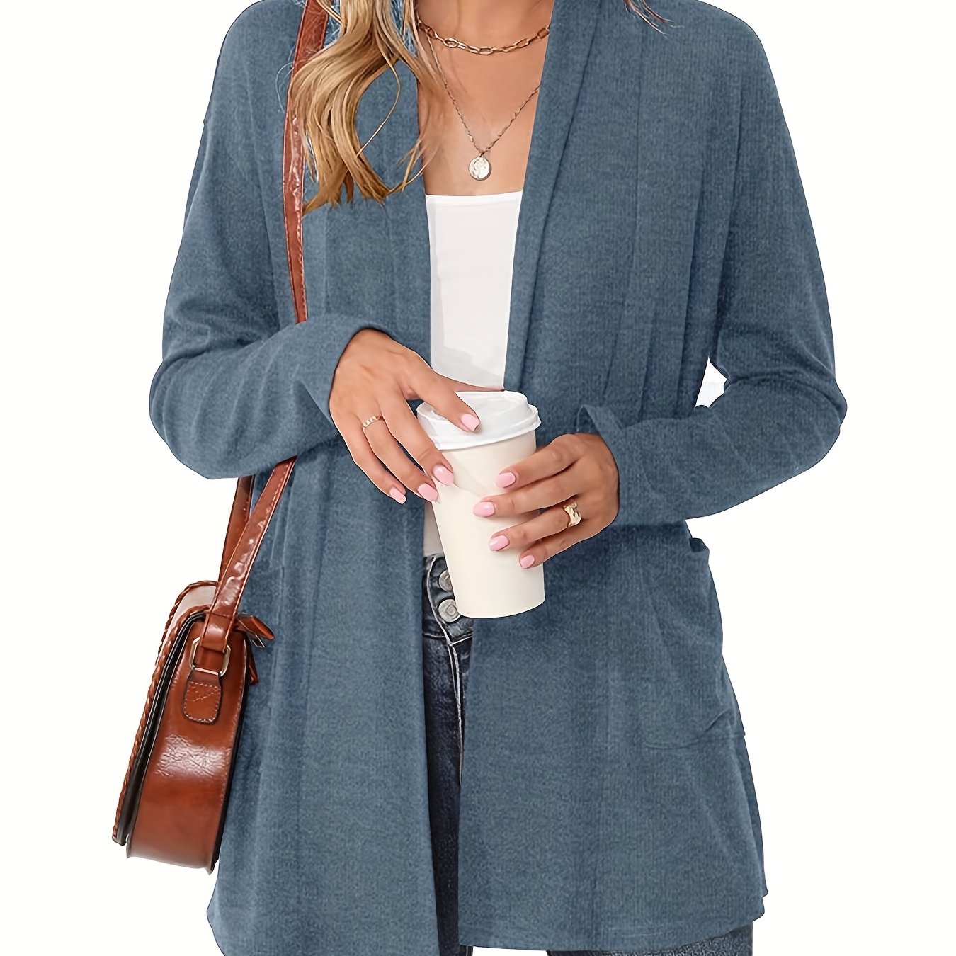 Sophie | Thick knitted casual cardigan with long sleeves and open front