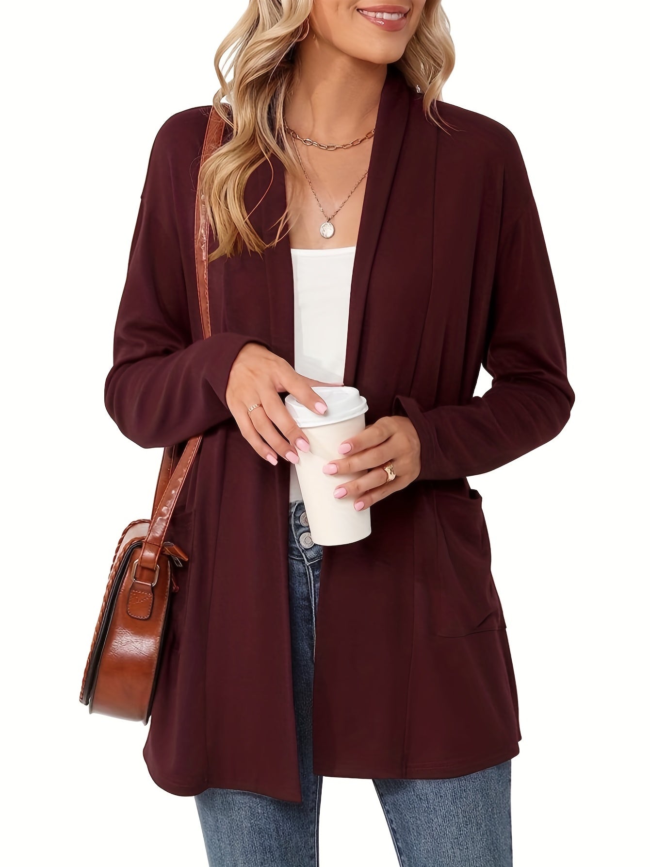 Sophie | Thick knitted casual cardigan with long sleeves and open front