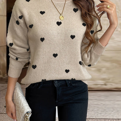 Sophie | Valentine's Day Jumper with Heart Pattern and Round Neck