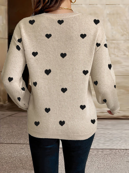 Sophie | Valentine's Day Jumper with Heart Pattern and Round Neck